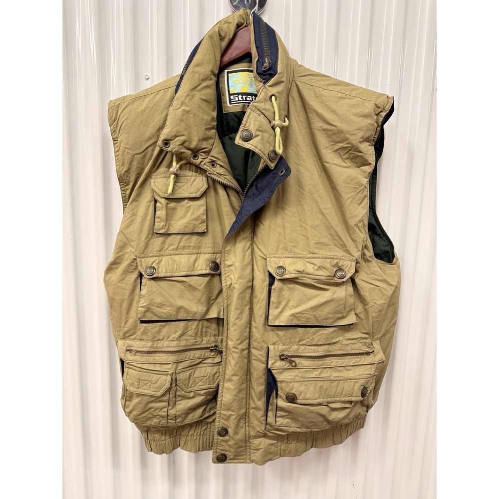 Stratojac Tan Down Vest Jacket Men's‎ Size XLarge Hunting/ Outdoor 5 Pockets